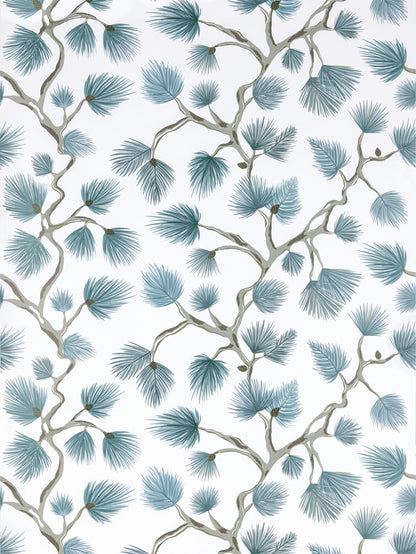 SCALAMANDRE  PIGNOLI WALLCOVERING BOTANICAL , FOLIAGE TEAL   - SC 0004WP88593D NEW SKU # SCWP88593D0004