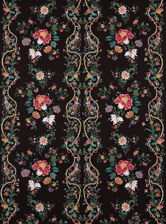 SCALAMANDRE  CAMELLIA TRELLIS FABRIC ONYX RUBY   - SC 000416648