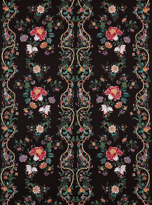 SCALAMANDRE  CAMELLIA TRELLIS FABRIC ONYX RUBY   - SC 000416648