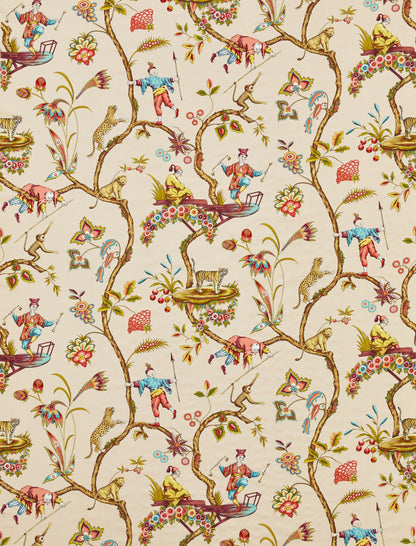 SCALAMANDRE  CHINOISE EXOTIQUE COTTON PRINT FABRIC ECRU   - SC 000516211 NEW SKU # SC162110005