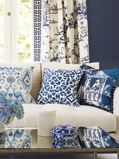 SCALAMANDRE  ANSHUN LATTICE FABRIC INDIGO   - SC 000516559 NEW SKU # SC165590005