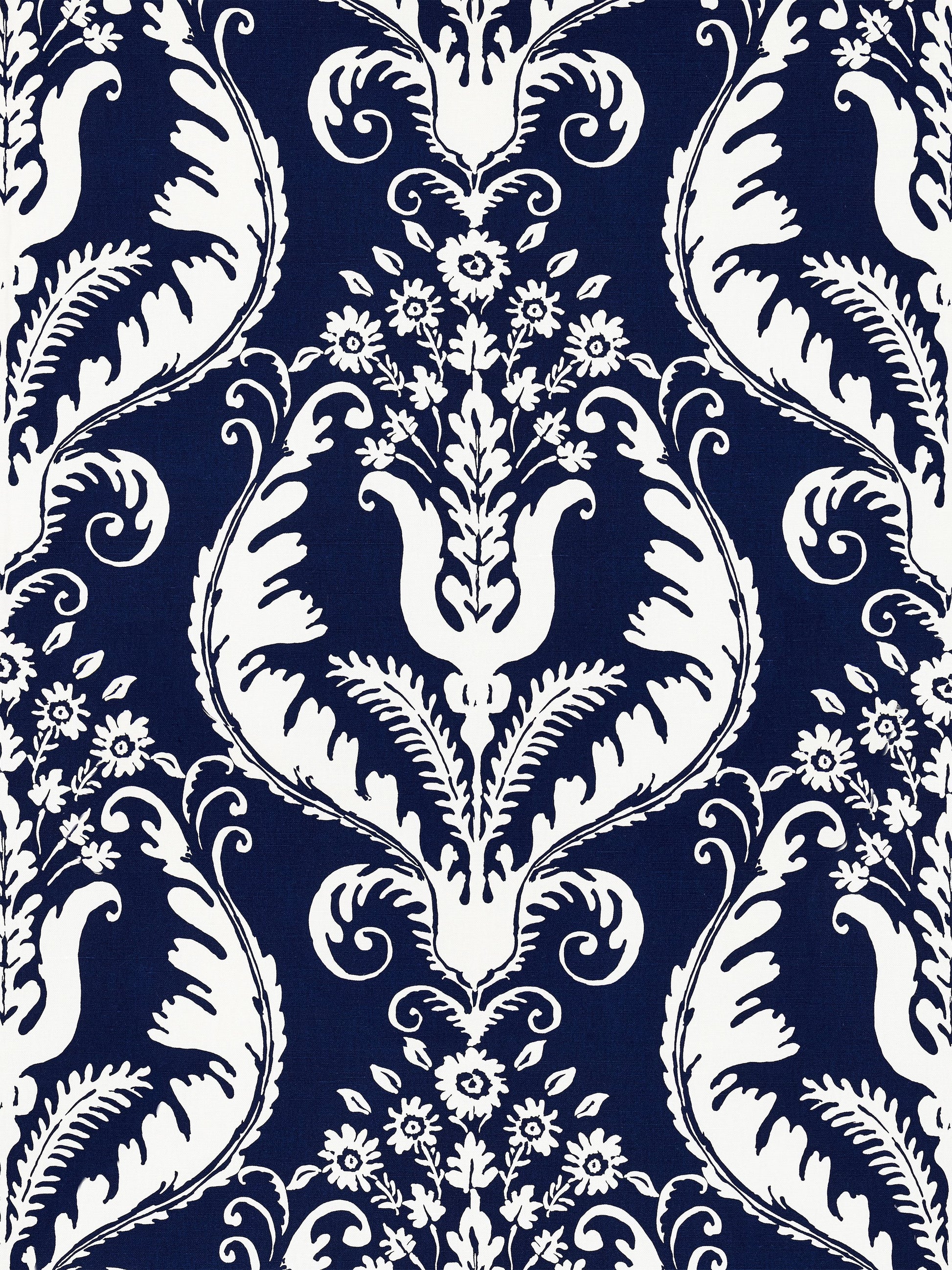 SCALAMANDRE  PRIMAVERA LINEN PRINT FABRIC NAVY   - SC 000516597