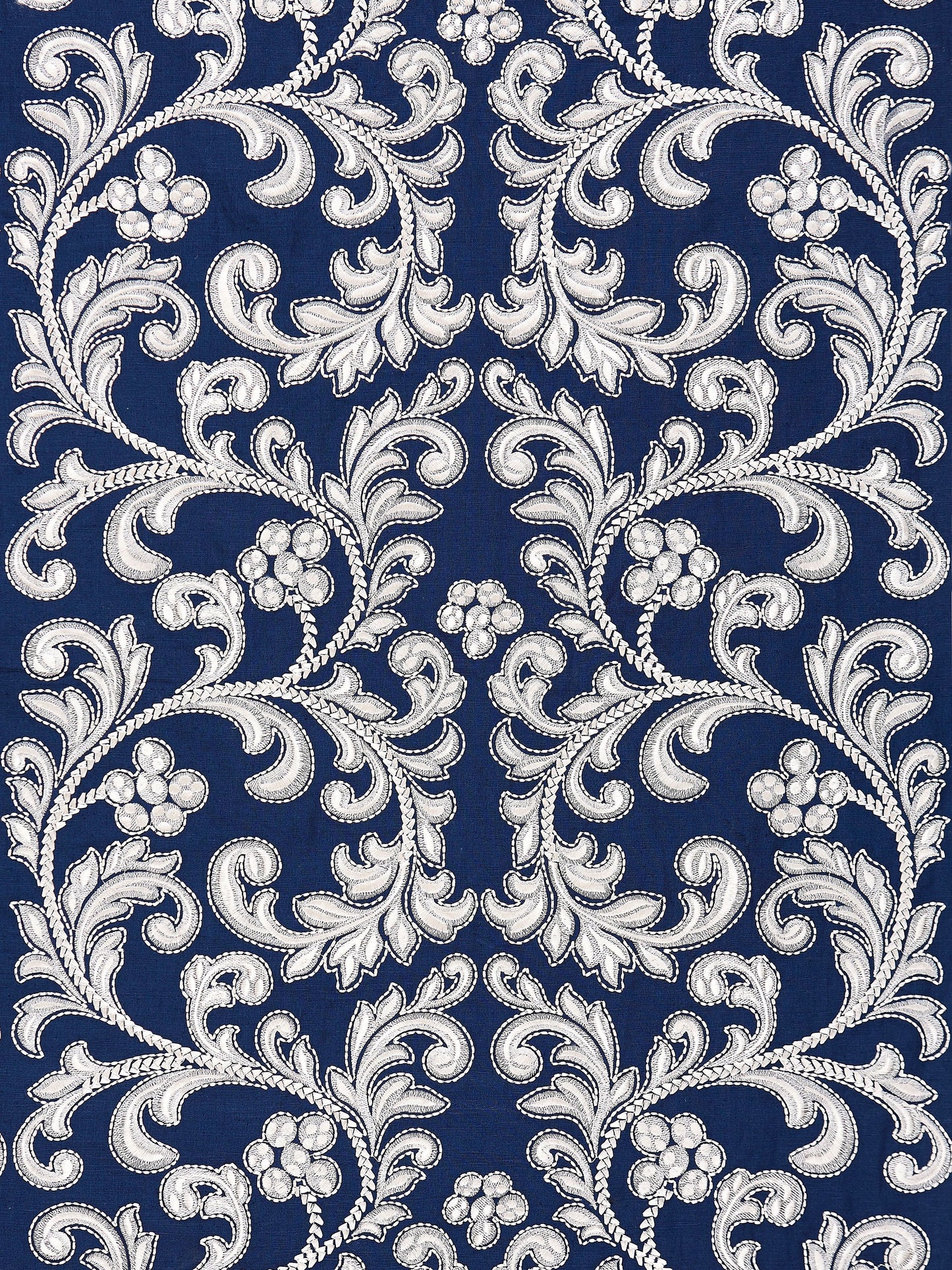 SCALAMANDRE  CHIARA EMBROIDERY FABRIC INDIGO   - SC 000527029