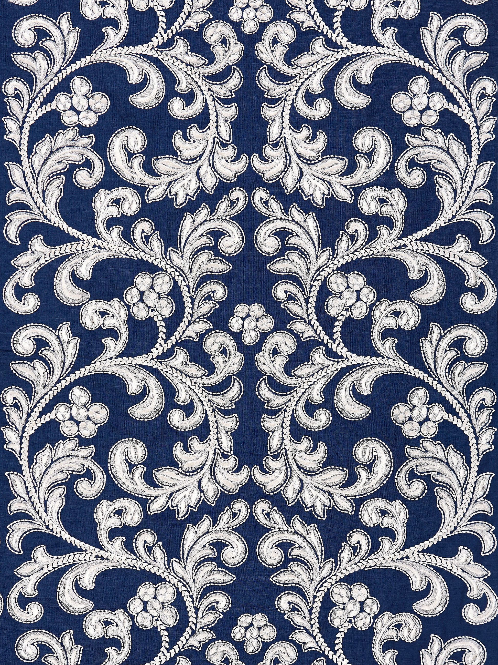 SCALAMANDRE  CHIARA EMBROIDERY FABRIC INDIGO   - SC 000527029