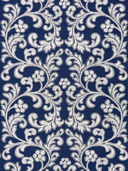 SCALAMANDRE  CHIARA EMBROIDERY FABRIC INDIGO   - SC 000527029 NEW SKU # SC270290005