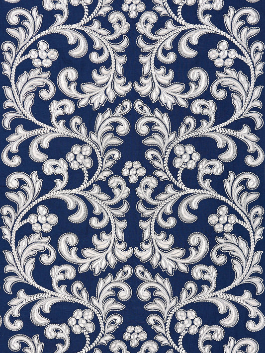 SCALAMANDRE  CHIARA EMBROIDERY FABRIC INDIGO   - SC 000527029