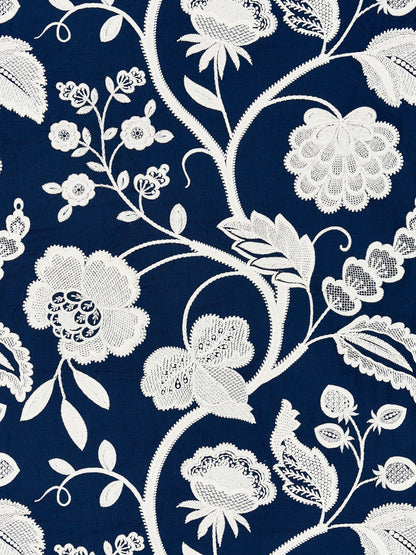 SCALAMANDRE  KENSINGTON EMBROIDERY FABRIC NAVY   - SC 000527151 NEW SKU # SC271510005