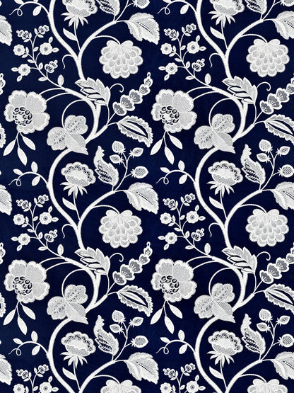 SCALAMANDRE  KENSINGTON EMBROIDERY FABRIC NAVY   - SC 000527151 NEW SKU # SC271510005