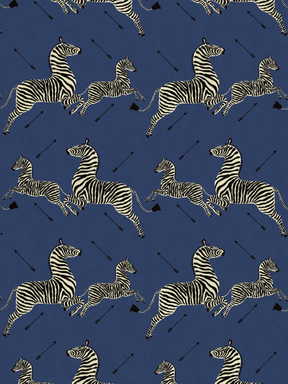 SCALAMANDRE  ZEBRAS - OUTDOOR FABRIC DENIM   - SC 000536378 NEW SKU # SC363780005