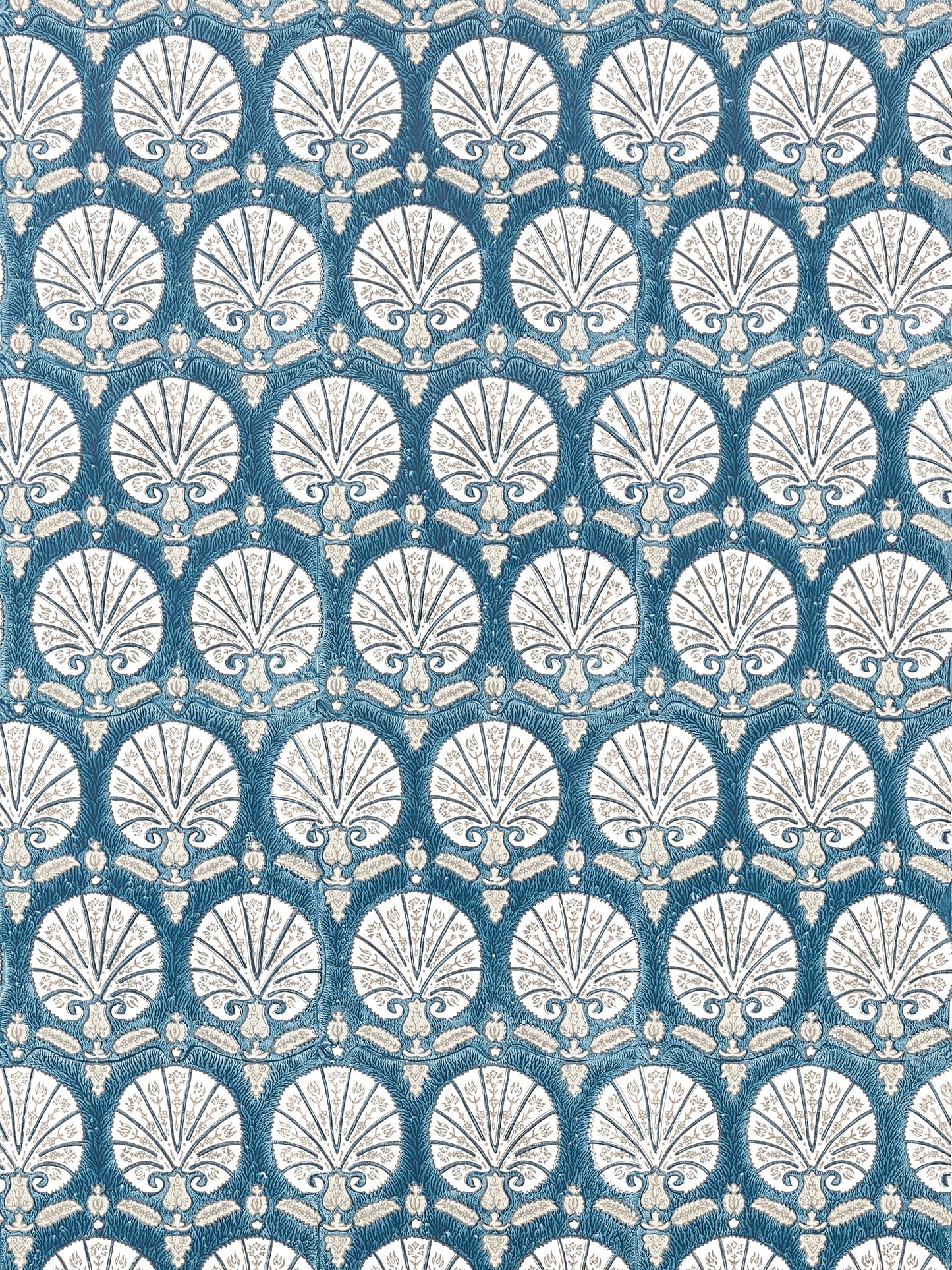 SCALAMANDRE  KARANFIL BLOCK PRINT WALLPAPER BOTANICAL , FOLIAGE 
MEDALLION 
SMALL SCALE INDIGO   - SC 0005WP88560 NEW SKU # SCWP885600005