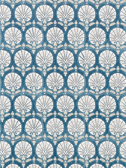 SCALAMANDRE  KARANFIL BLOCK PRINT WALLPAPER BOTANICAL , FOLIAGE 
MEDALLION 
SMALL SCALE INDIGO   - SC 0005WP88560 NEW SKU # SCWP885600005