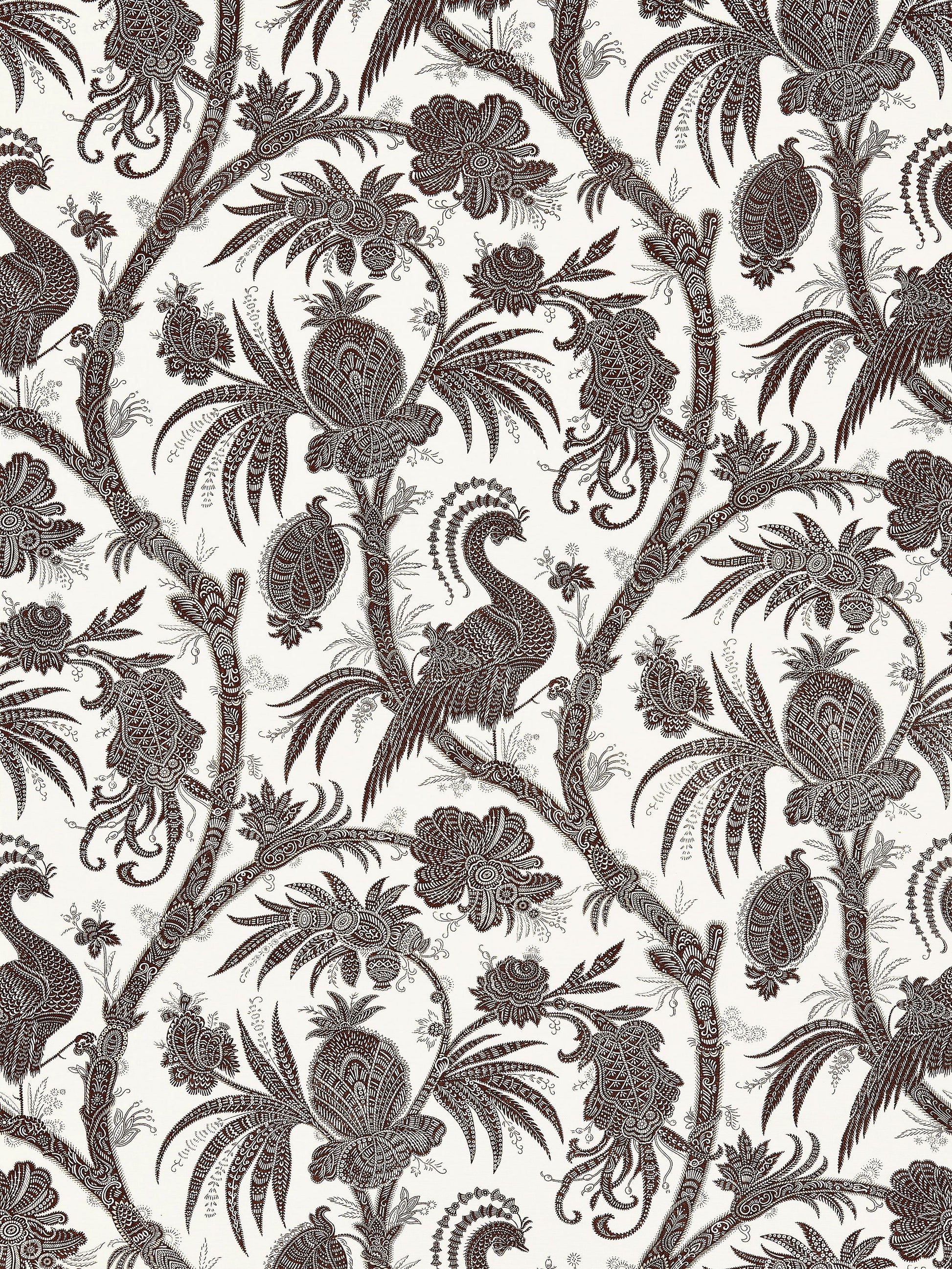 SCALAMANDRE  BALINESE PEACOCK LINEN PRINT FABRIC JAVA   - SC 000616575