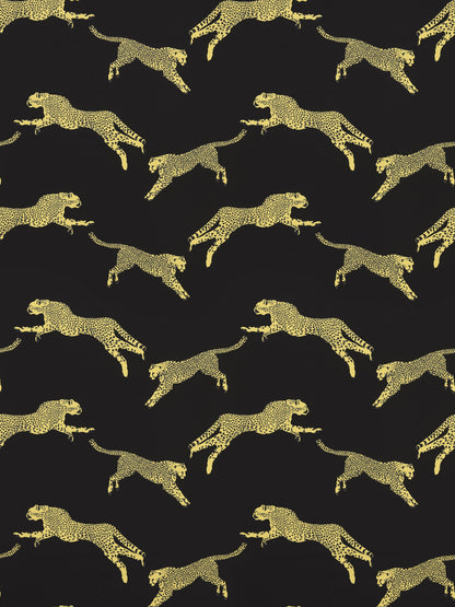 SCALAMANDRE  LEAPING CHEETAH COTTON PRINT FABRIC BLACK MAGIC   - SC 000616634 NEW SKU # SC166340006
