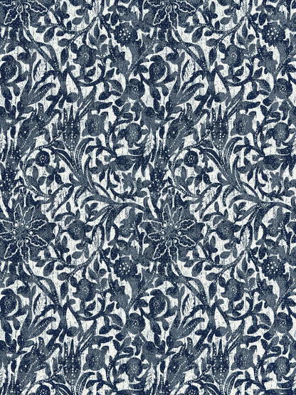 SCALAMANDRE  BALI FLORAL FABRIC ULTRAMARINE   - SC 000627195 NEW SKU # SC271950006