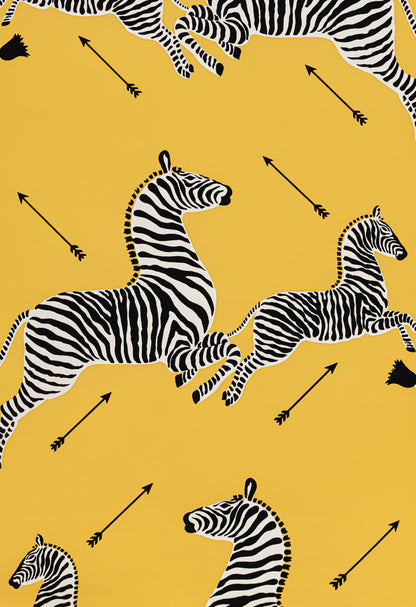 SCALAMANDRE  ZEBRAS - WALLPAPER BIRD , ANIMAL 
CHILDREN YELLOW   - SC 0006WP81388M NEW SKU # SCWP81388M0006