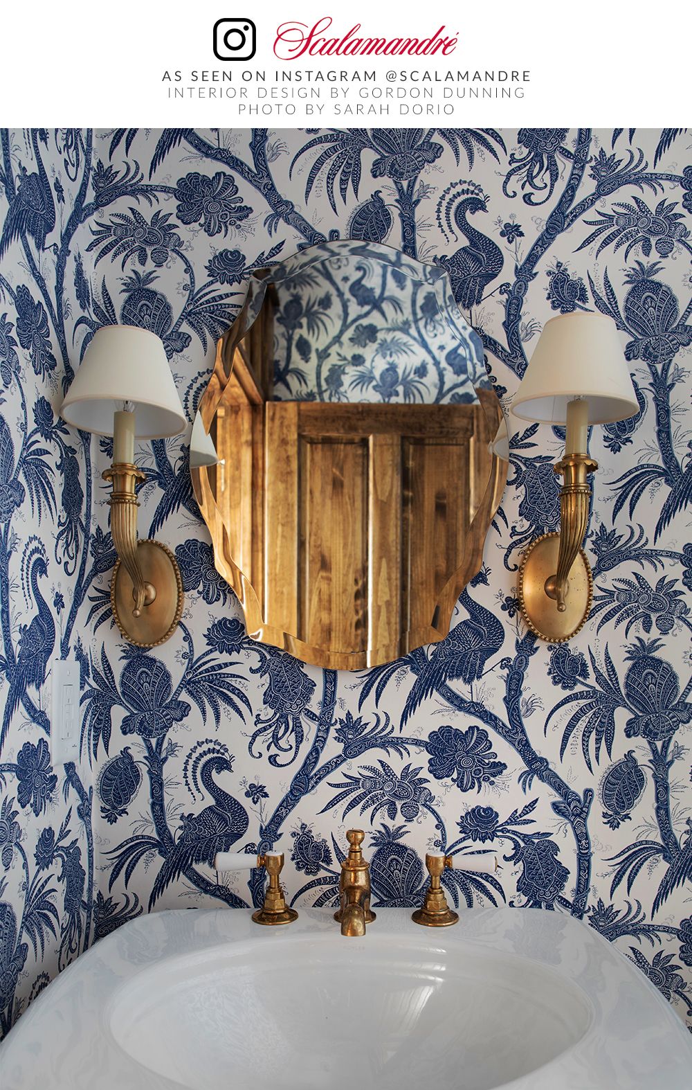 SCALAMANDRE  BALINESE PEACOCK BIRD , ANIMAL 
BOTANICAL , FOLIAGE INDIGO   - SC 0006WP88355 NEW SKU # SCWP883550006