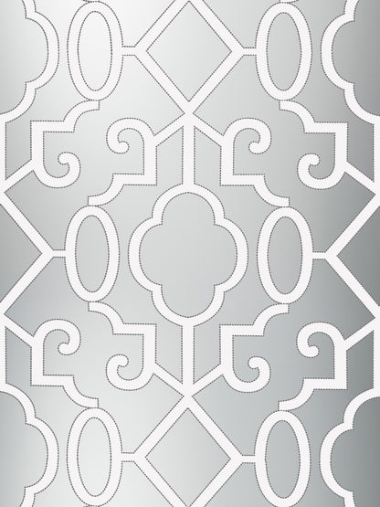 SCALAMANDRE  MING FRETWORK WALLPAPER CHINOISERIE 
FRETWORK , LATTICE SILVER - PEARLESCENT   - SC 0006WP88356 NEW SKU # SCWP883560006