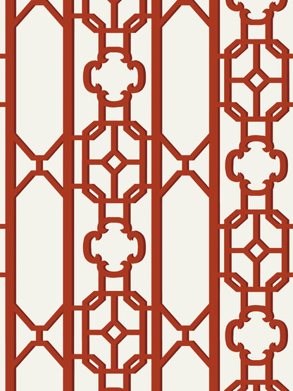 SCALAMANDRE  JOANNA FRET FRETWORK , LATTICE LACQUER RED   - SC 0006WP88582D NEW SKU # SCWP88582D0006