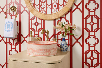 SCALAMANDRE  JOANNA FRET FRETWORK , LATTICE LACQUER RED   - SC 0006WP88582D NEW SKU # SCWP88582D0006