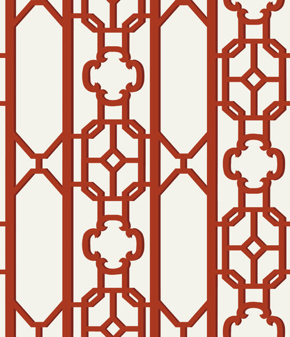 SCALAMANDRE  JOANNA FRET FRETWORK , LATTICE LACQUER RED   - SC 0006WP88582D NEW SKU # SCWP88582D0006