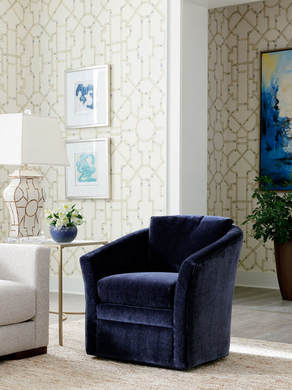 SCALAMANDRE  BALDWIN BAMBOO CHINOISERIE 
FRETWORK , LATTICE LINEN & BLUE ON ECRU   - SC 0007WP81630 NEW SKU # SCWP816300007
