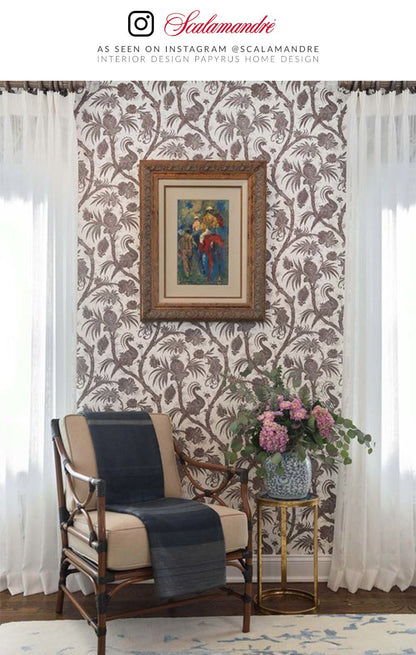 SCALAMANDRE  BALINESE PEACOCK BIRD , ANIMAL 
BOTANICAL , FOLIAGE JAVA   - SC 0007WP88355 NEW SKU # SCWP883550007