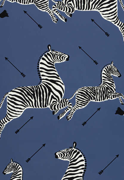 SCALAMANDRE  ZEBRAS - VINYL BIRD , ANIMAL DENIM   - SC 0008WP81388MV NEW SKU # SCWP81388MV0008