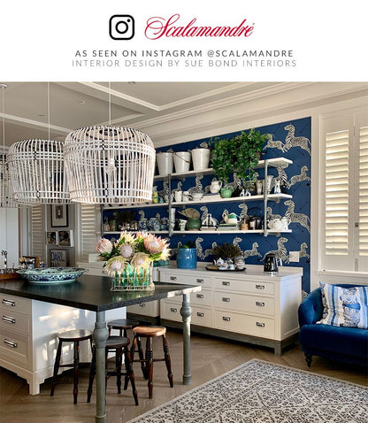 SCALAMANDRE  ZEBRAS - VINYL BIRD , ANIMAL DENIM   - SC 0008WP81388MV NEW SKU # SCWP81388MV0008