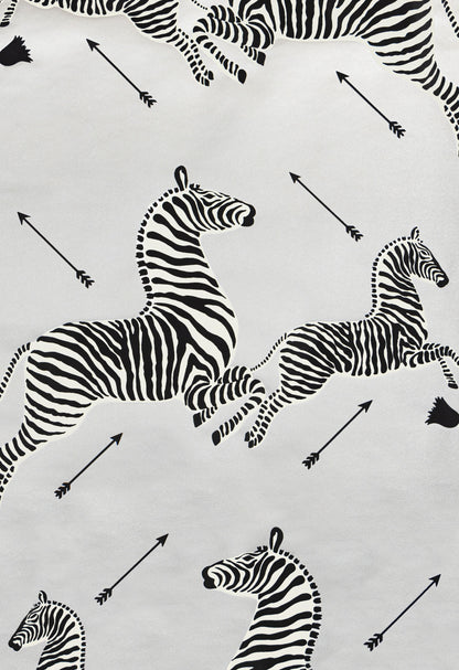 SCALAMANDRE  ZEBRAS - WALLPAPER BIRD , ANIMAL SILVER   - SC 0010WP81388M NEW SKU # SCWP81388M0010