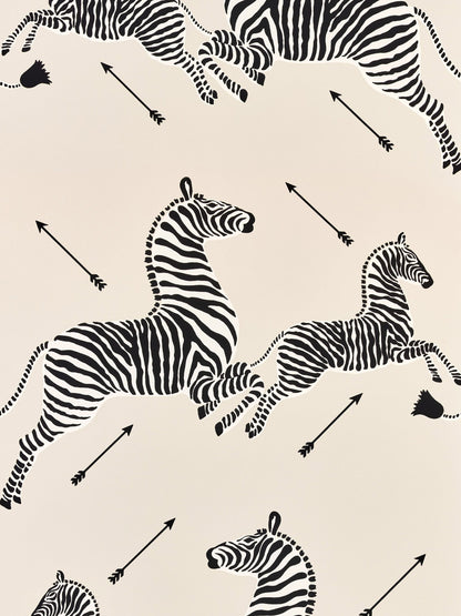 SCALAMANDRE  ZEBRAS - WALLPAPER BIRD , ANIMAL 
CHILDREN SANDSTONE   - SC 0013WP81388M NEW SKU # SCWP81388M0013