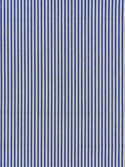 Navy and white vertical pinstripe fabric pattern; thin stripes, classic textile for shirts or upholstery.