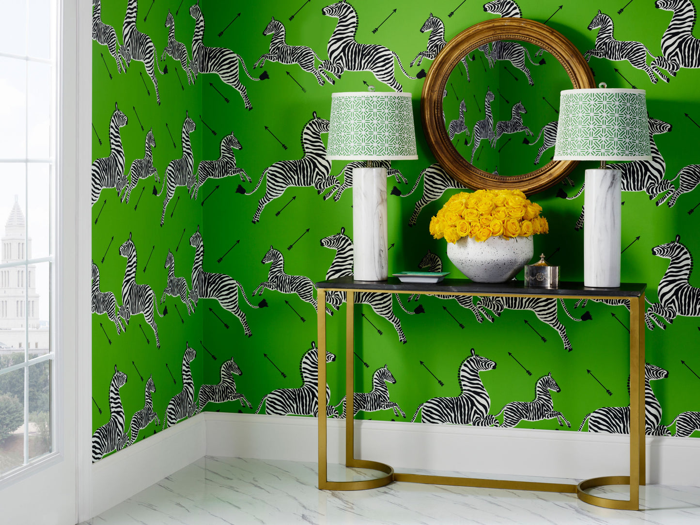 SCALAMANDRE  ZEBRAS - WALLPAPER BIRD , ANIMAL 
CHILDREN LIMELIGHT   - SC 0015WP81388M NEW SKU # SCWP81388M0015