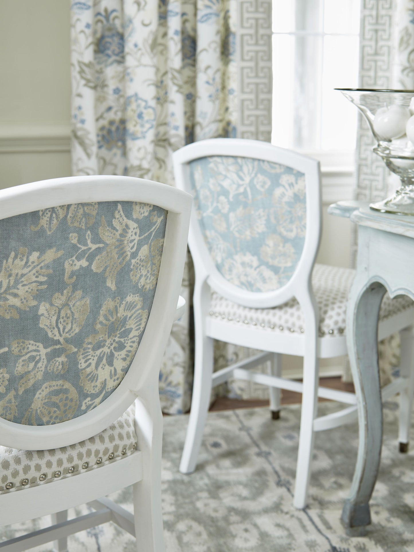 SCALAMANDRE  DELPHINE EMBROIDERY FABRIC SUMMER SAGE   - SC 000127173 NEW SKU # SC271730001