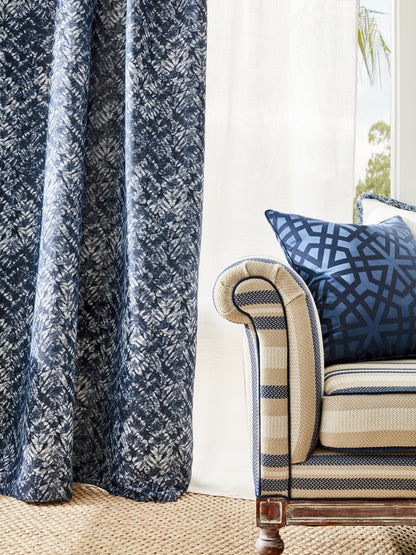 Indigo Lisbon weave fabric swatch.