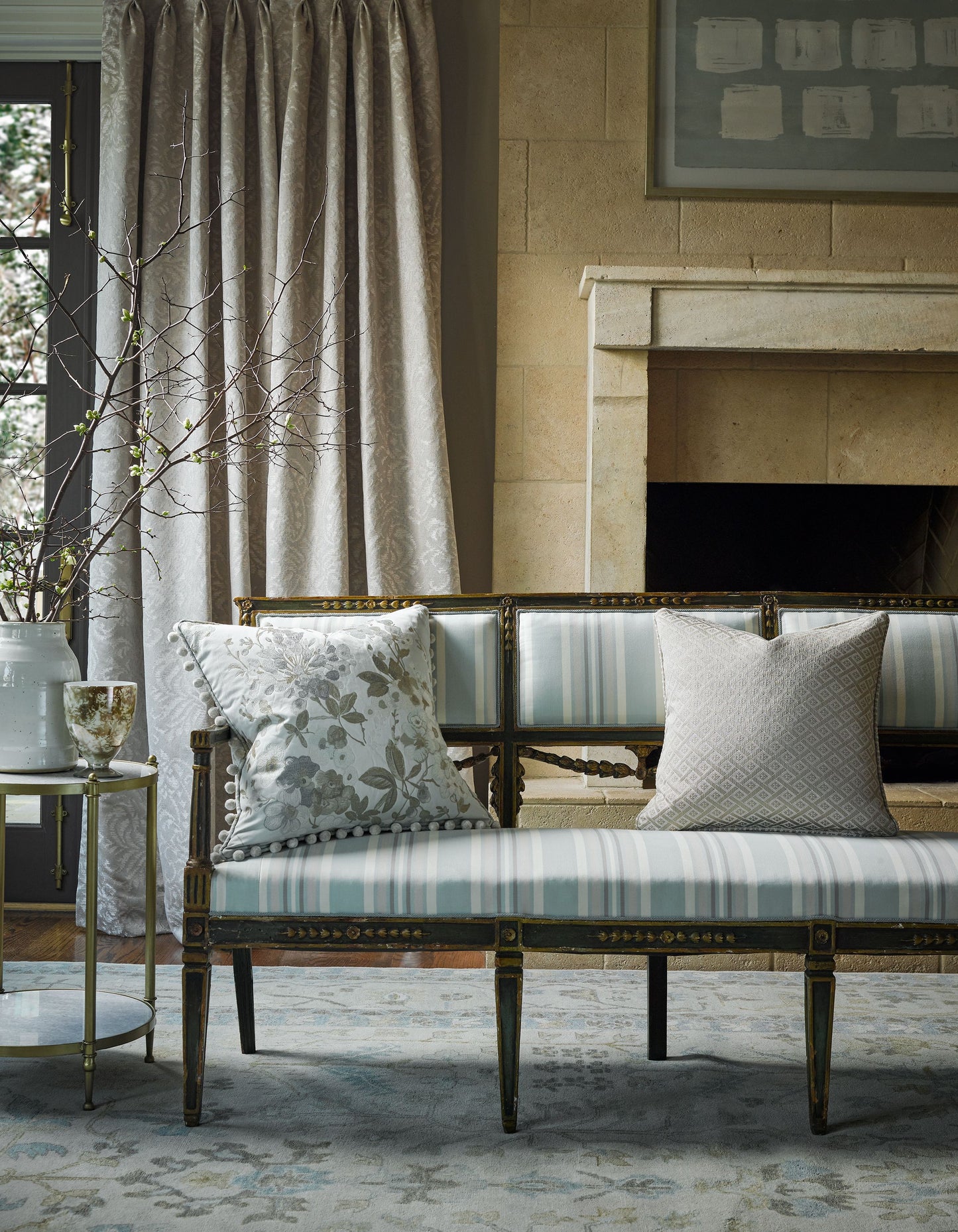 SCALAMANDRE  CAMILLE DAMASK FABRIC LAKESIDE   - SC 000327226 NEW SKU # SC272260003