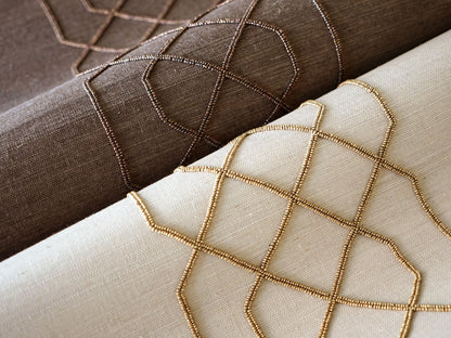 SCALAMANDRE  ADELAIDE BEADED SISAL FRETWORK , LATTICE 
STRIPE PEWTER   - SC 0003WP88385 NEW SKU # SCWP883850003