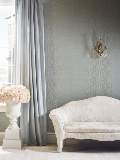 SCALAMANDRE  VALENTINA EMBELLISHED SISAL DIAMOND , OGEE 
FRETWORK , LATTICE 
STRIPE SEAGLASS   - SC 0003WP88447 NEW SKU # SCWP884470003