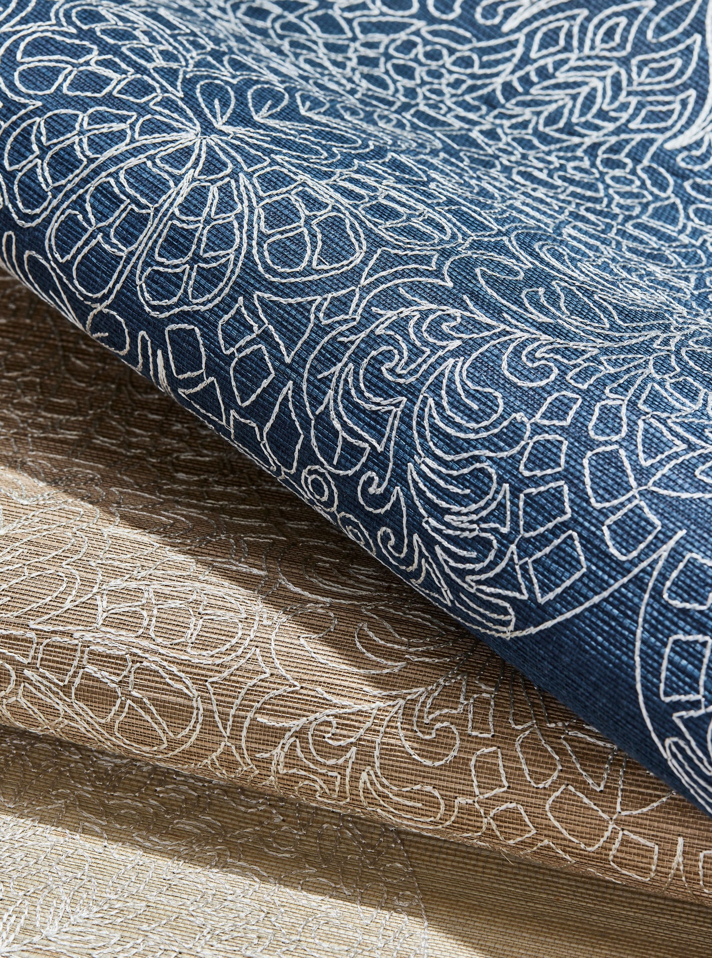 SCALAMANDRE  TAJ EMBROIDERED SISAL MEDALLION 
PAISLEY NUTMEG   - SC 0002WP88555 NEW SKU # SCWP885550002