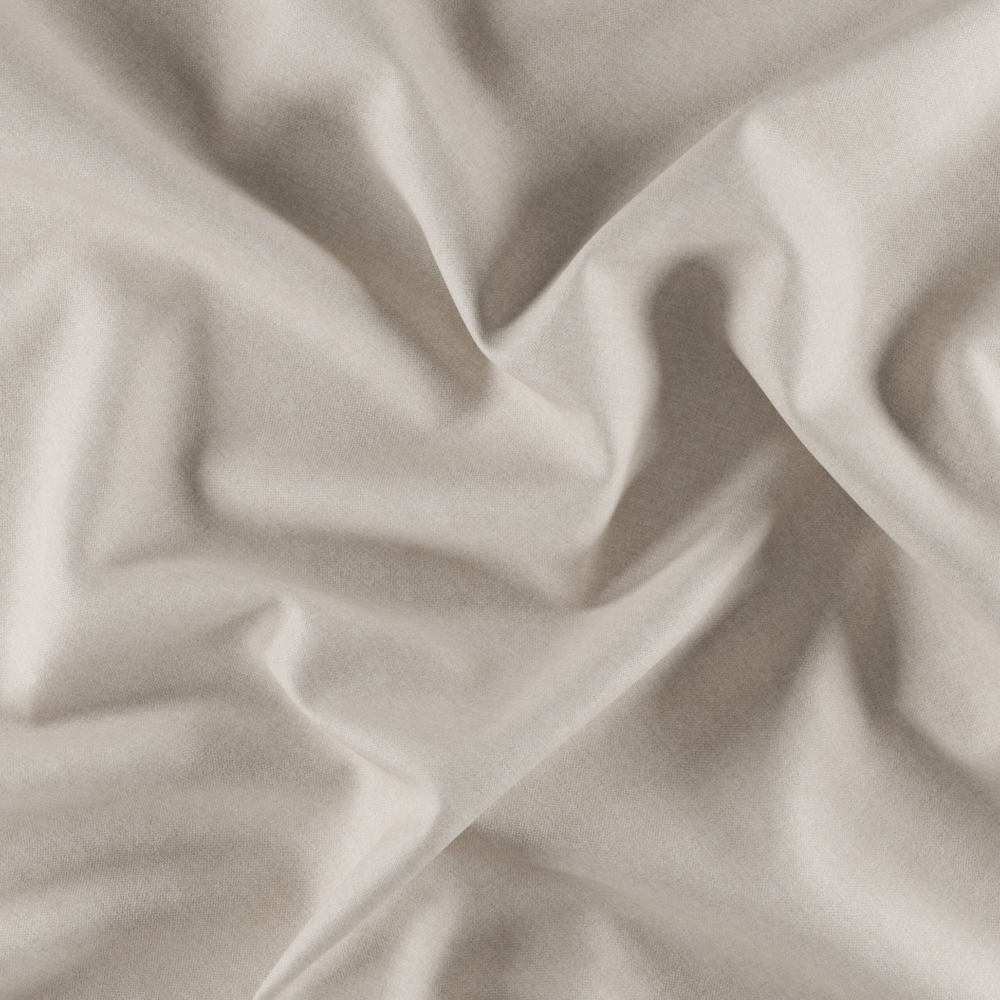 Cream-beige linen-textured fabric with soft folds and shadowed creases.