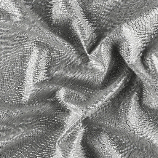 JF Fabrics SERPENT 94 Fabric Animal, Metallic, Texture Silver  Vinyl, Vegan Leather - 8935194 J9011
