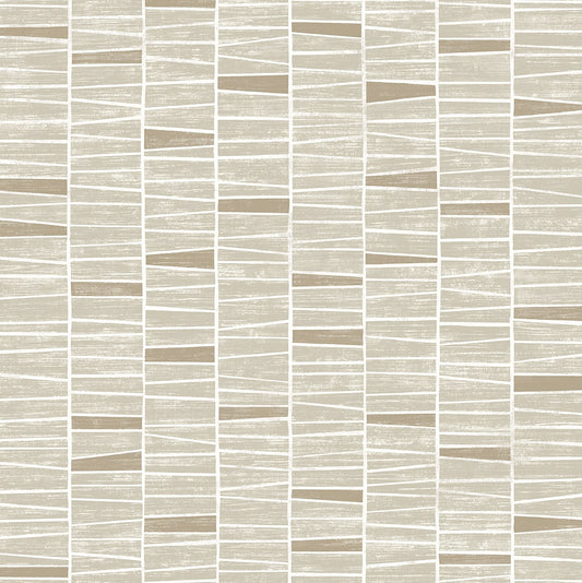 Stacy Garcia Home Stacy Garcia Peel and Stick Organic Stripe Striped Contemporary Beige Satin Sidewall - SG12507