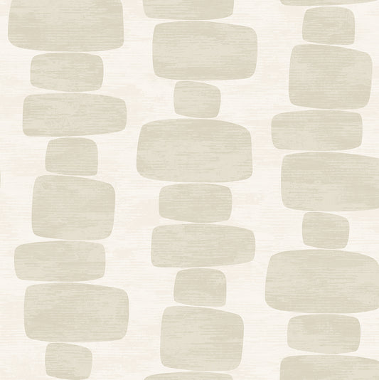 Stacy Garcia Home Stacy Garcia Peel and Stick Stripe Block Geometric Contemporary Beige Satin Sidewall - SG12905