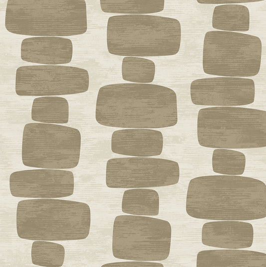 Stacy Garcia Home Stacy Garcia Peel and Stick Stripe Block Geometric Contemporary Beige Satin Sidewall - SG12907