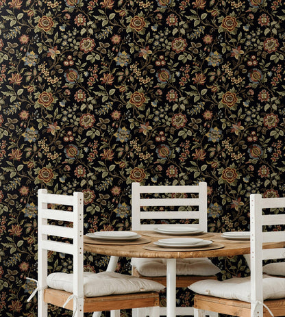 Stacy Garcia Home  Jacobean Floral Trail Floral Vintage Black    - SG13001