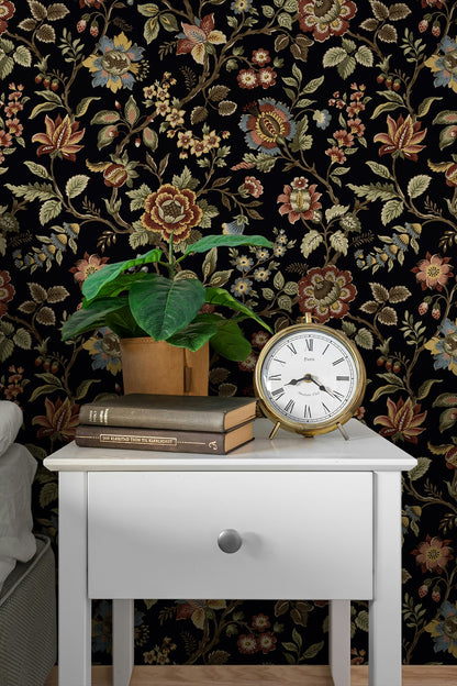 Stacy Garcia Home  Jacobean Floral Trail Floral Vintage Black    - SG13001