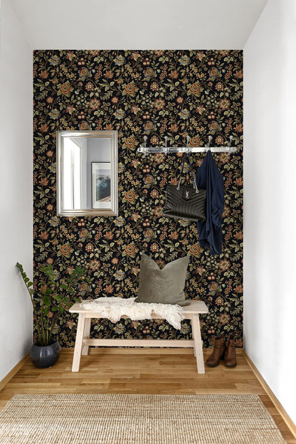 Stacy Garcia Home  Jacobean Floral Trail Floral Vintage Black    - SG13001