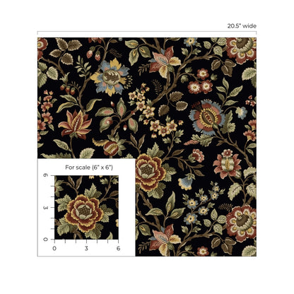 Stacy Garcia Home  Jacobean Floral Trail Floral Vintage Black    - SG13001
