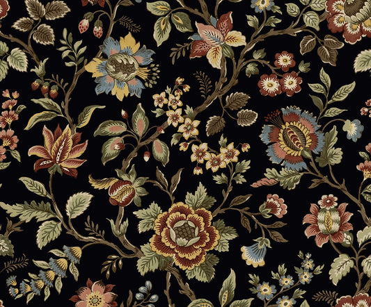 Stacy Garcia Home  Jacobean Floral Trail Floral Vintage Black    - SG13001