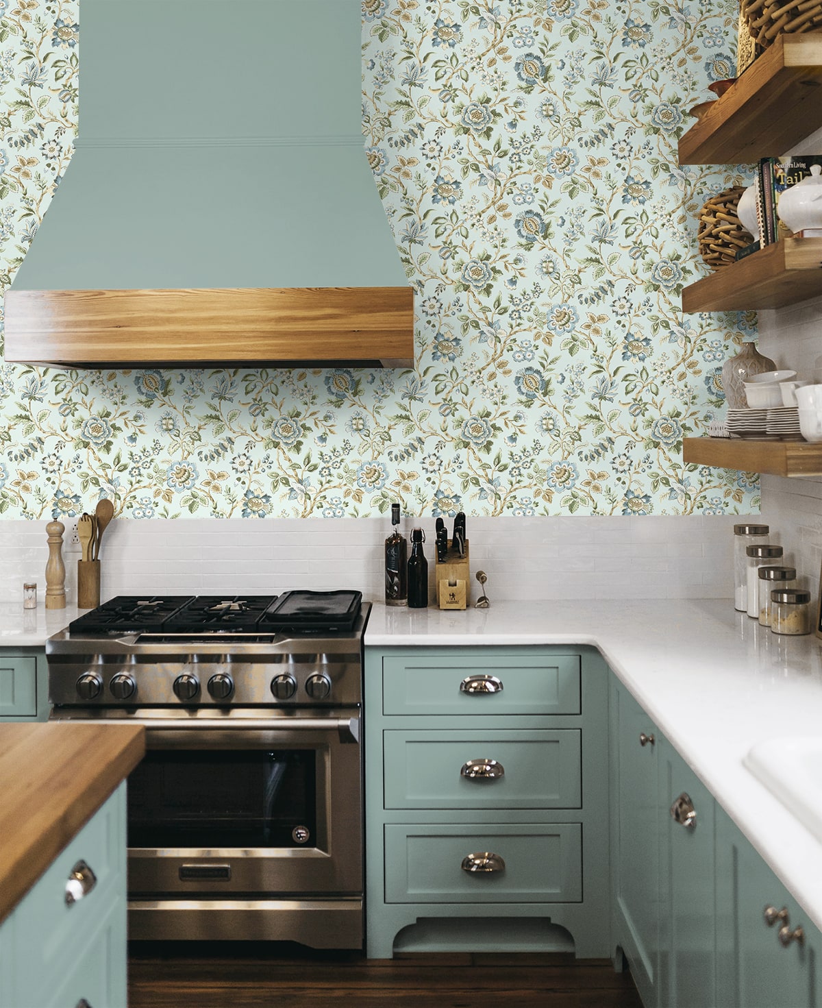 Stacy Garcia Home  Jacobean Floral Trail Floral Vintage Blue   - SG13004