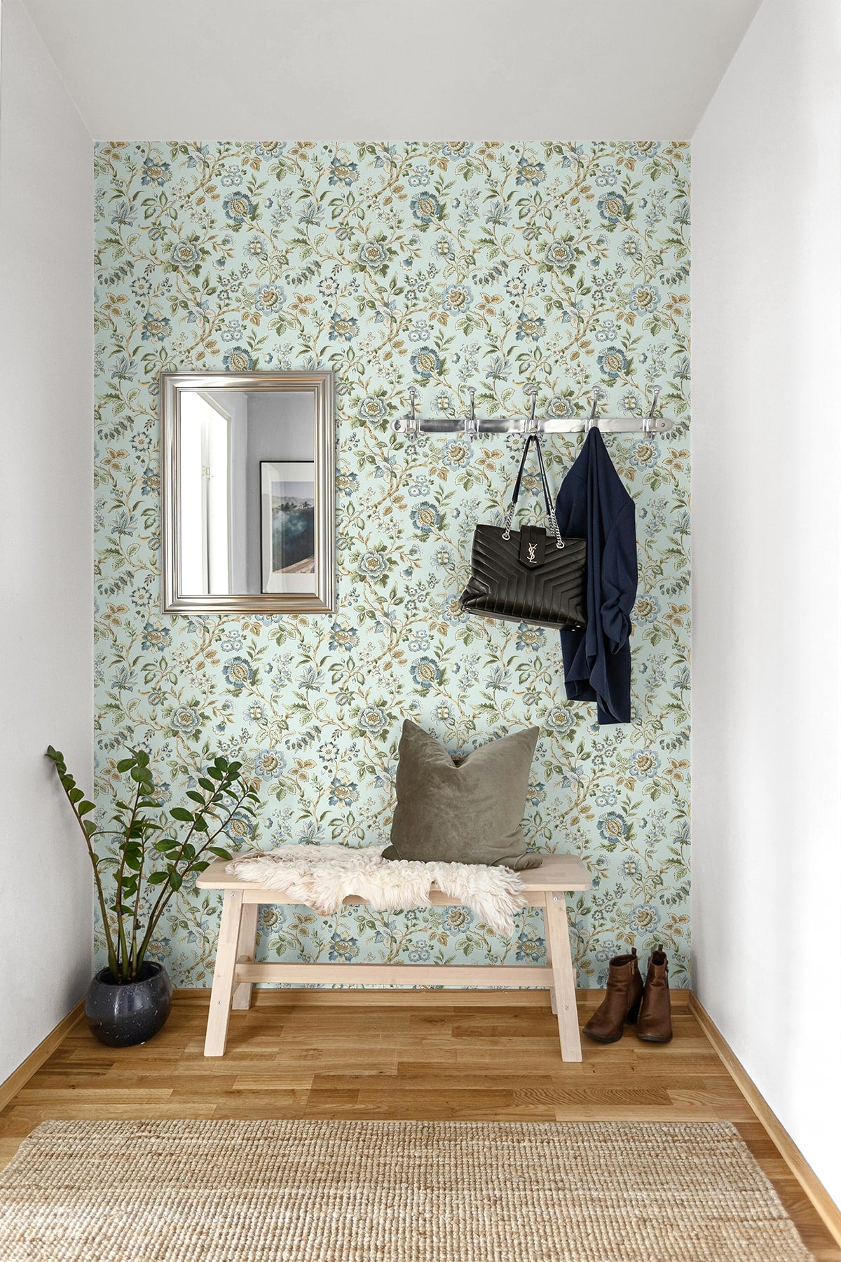 Stacy Garcia Home  Jacobean Floral Trail Floral Vintage Blue   - SG13004